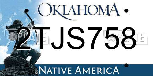 2TJS758 Oklahoma License Plate