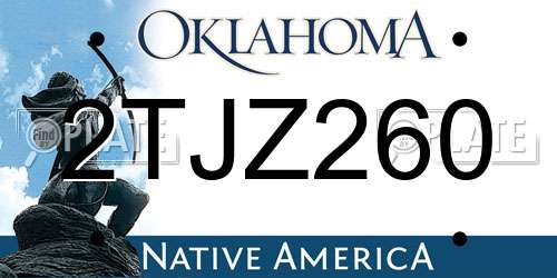 2TJZ260 Oklahoma License Plate