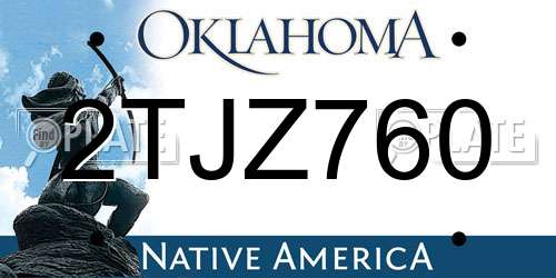 2TJZ760 Oklahoma License Plate