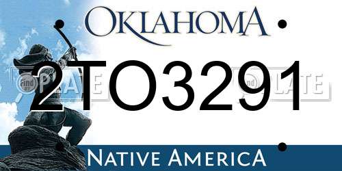 2TO3291 Oklahoma License Plate