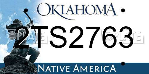 2TS2763 Oklahoma License Plate