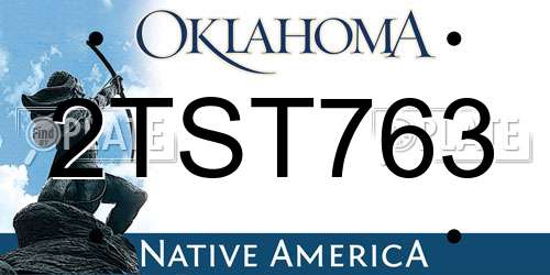 2TST763 Oklahoma License Plate