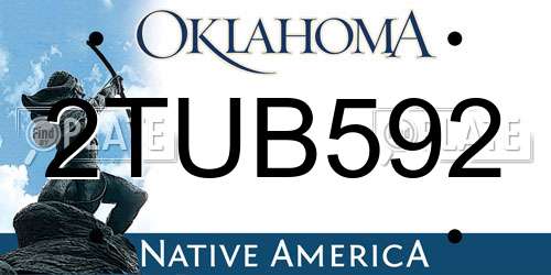 2TUB592 Oklahoma License Plate