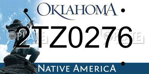 2TZ0276 Oklahoma License Plate