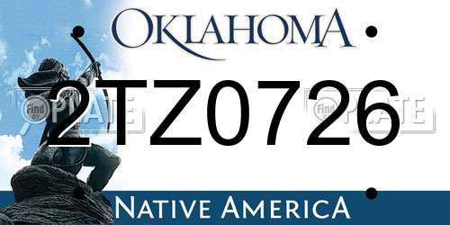 2TZ0726 Oklahoma License Plate