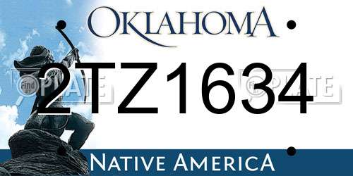 2TZ1634 Oklahoma License Plate