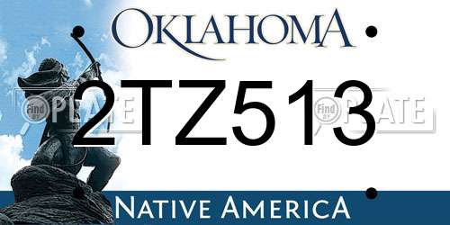 2TZ513 Oklahoma License Plate
