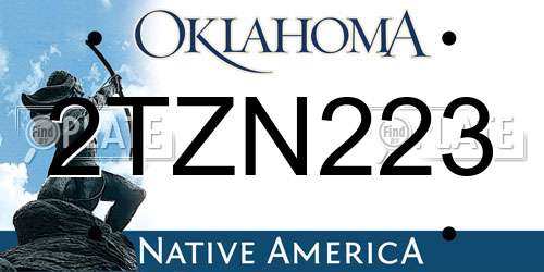 2TZN223 Oklahoma License Plate