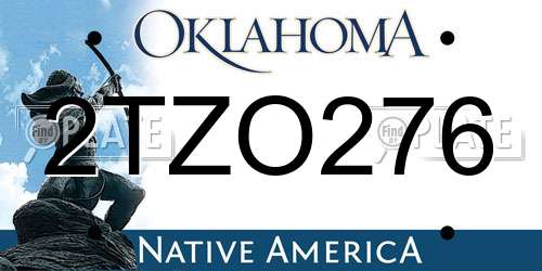 2TZO276 Oklahoma License Plate