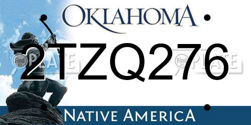 2TZQ276 Oklahoma License Plate