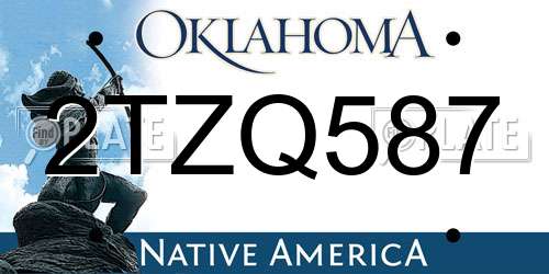 2TZQ587 Oklahoma License Plate