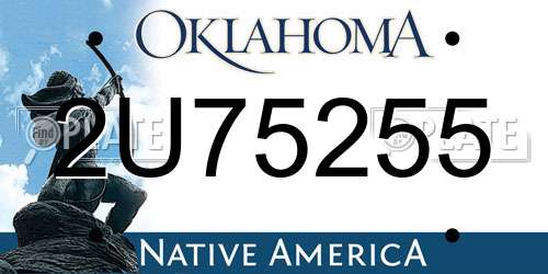 2U75255 Oklahoma License Plate
