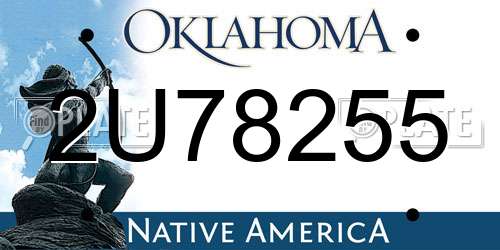 2U78255 Oklahoma License Plate