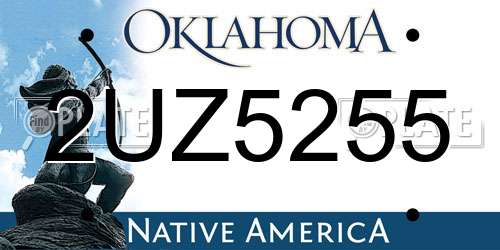 2UZ5255 Oklahoma License Plate