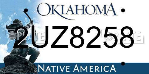 2UZ8258 Oklahoma License Plate