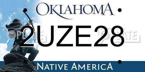 2UZE28 Oklahoma License Plate