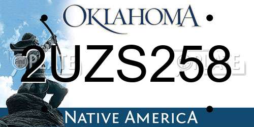 2UZS258 Oklahoma License Plate