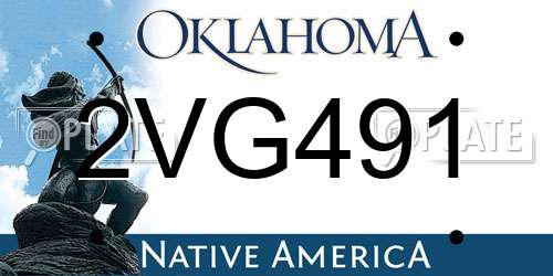 2VG491 Oklahoma License Plate