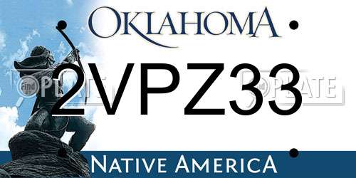 2VPZ33 Oklahoma License Plate