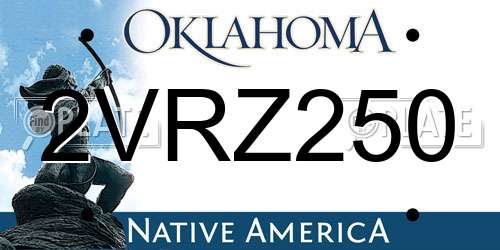 2VRZ250 Oklahoma License Plate