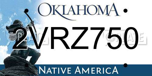 2VRZ750 Oklahoma License Plate