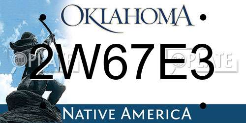 2W67E3 Oklahoma License Plate