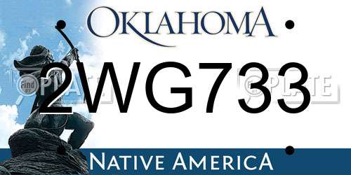 2WG733 Oklahoma License Plate
