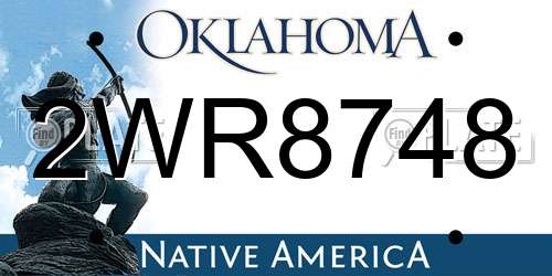 2WR8748 Oklahoma License Plate