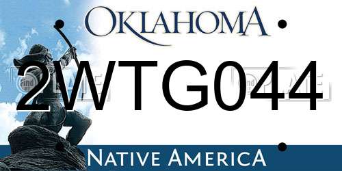 2WTG044 Oklahoma License Plate