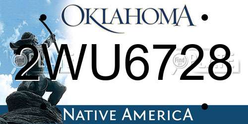 2WU6728 Oklahoma License Plate