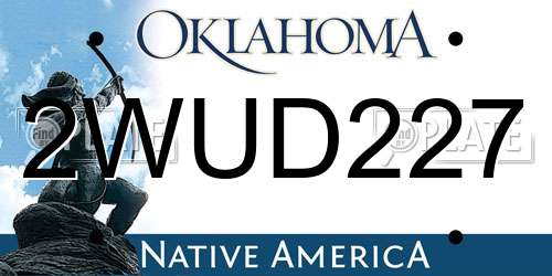 2WUD227 Oklahoma License Plate