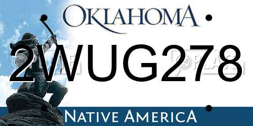 2WUG278 Oklahoma License Plate