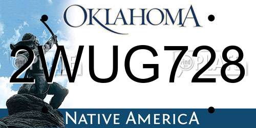 2WUG728 Oklahoma License Plate