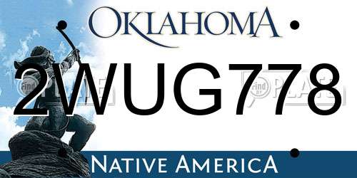 2WUG778 Oklahoma License Plate