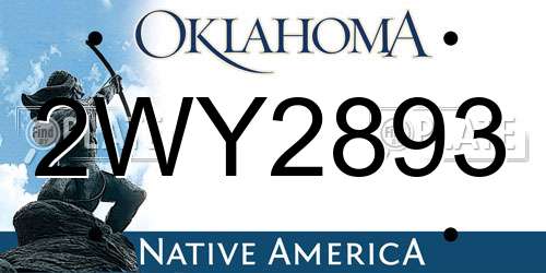 2WY2893 Oklahoma License Plate