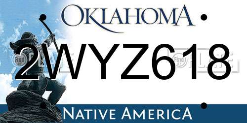 2WYZ618 Oklahoma License Plate
