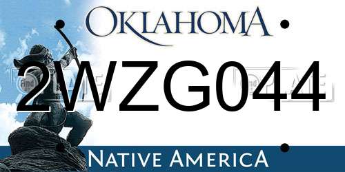 2WZG044 Oklahoma License Plate