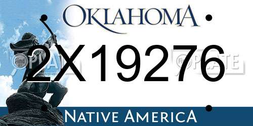 2X19276 Oklahoma License Plate