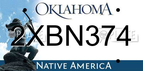 2XBN374 Oklahoma License Plate