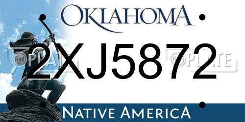 2XJ5872 Oklahoma License Plate