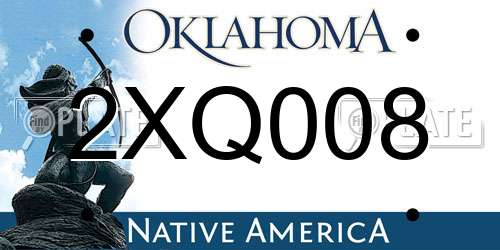 2XQ008 Oklahoma License Plate