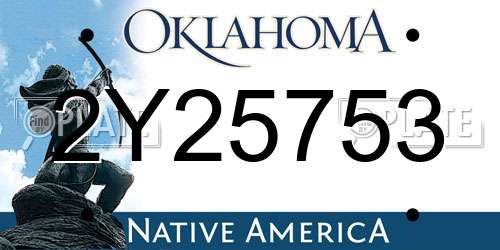 2Y25753 Oklahoma License Plate