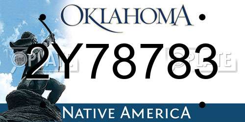 2Y78783 Oklahoma License Plate