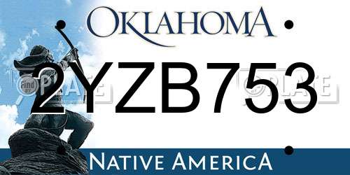 2YZB753 Oklahoma License Plate