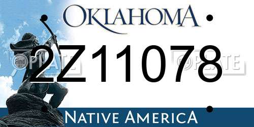 2Z11078 Oklahoma License Plate