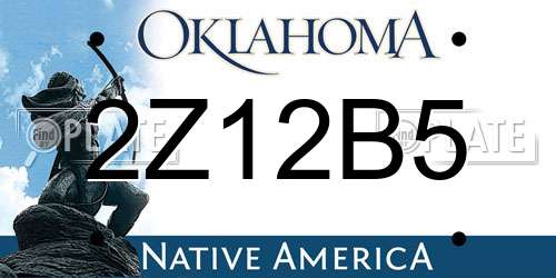 2Z12B5 Oklahoma License Plate
