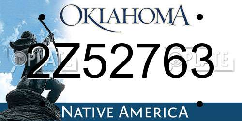 2Z52763 Oklahoma License Plate