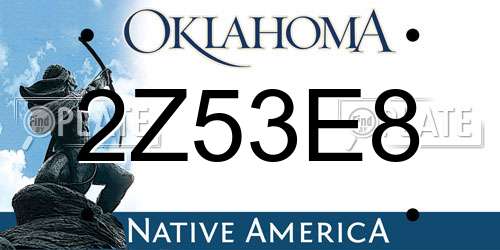 2Z53E8 Oklahoma License Plate