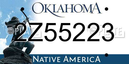 2Z55223 Oklahoma License Plate