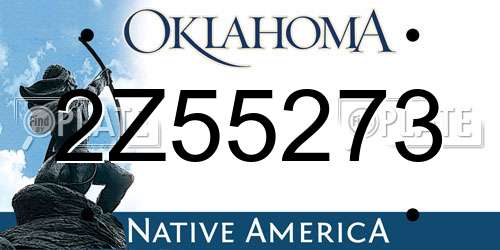 2Z55273 Oklahoma License Plate